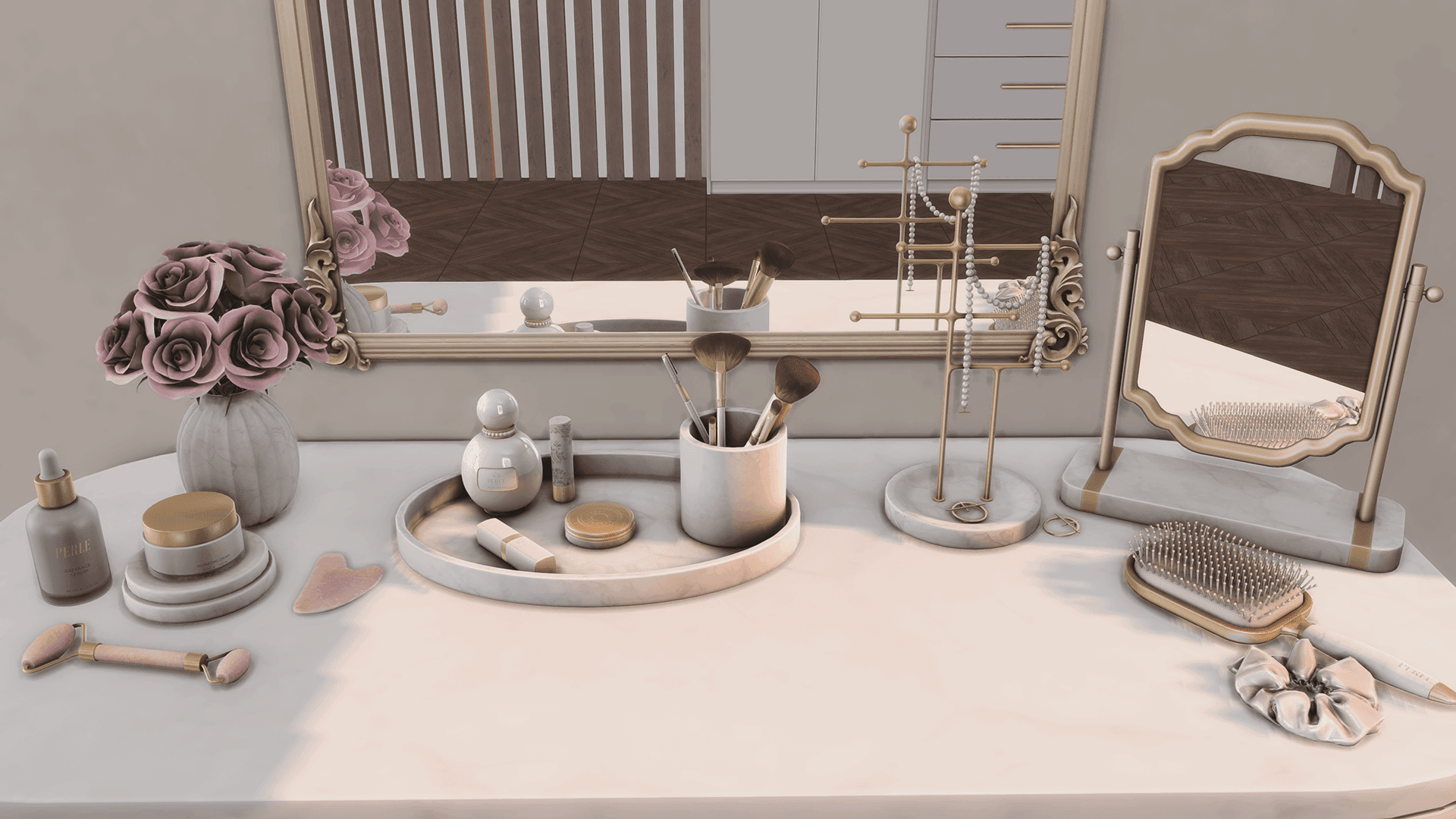 Галерея мода Туалетный столик Pearl Vanity Clutter #1